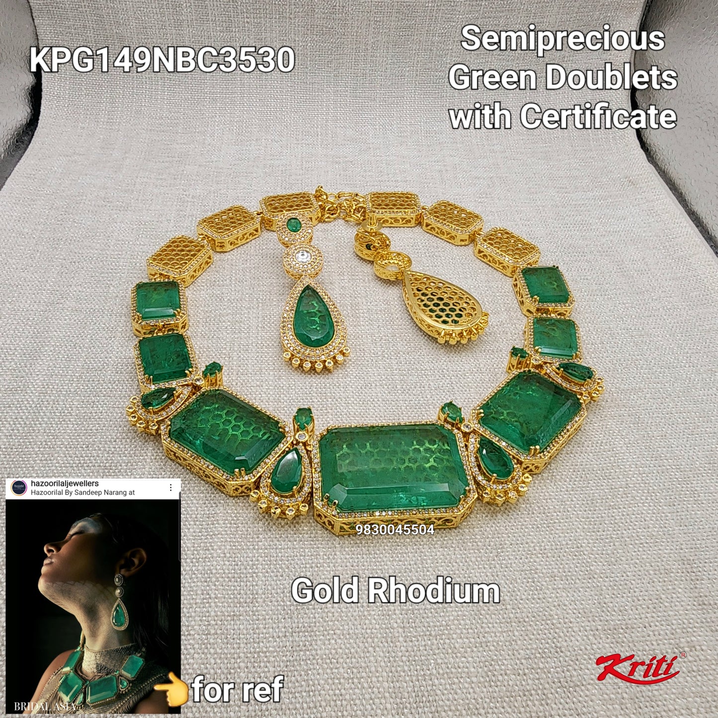 Necklace Set with Semiprecious Green Doublets - SparklebyDJ
