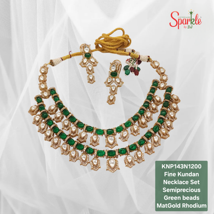 Fine Kundan Necklace set with colour beads - SparklebyDJ