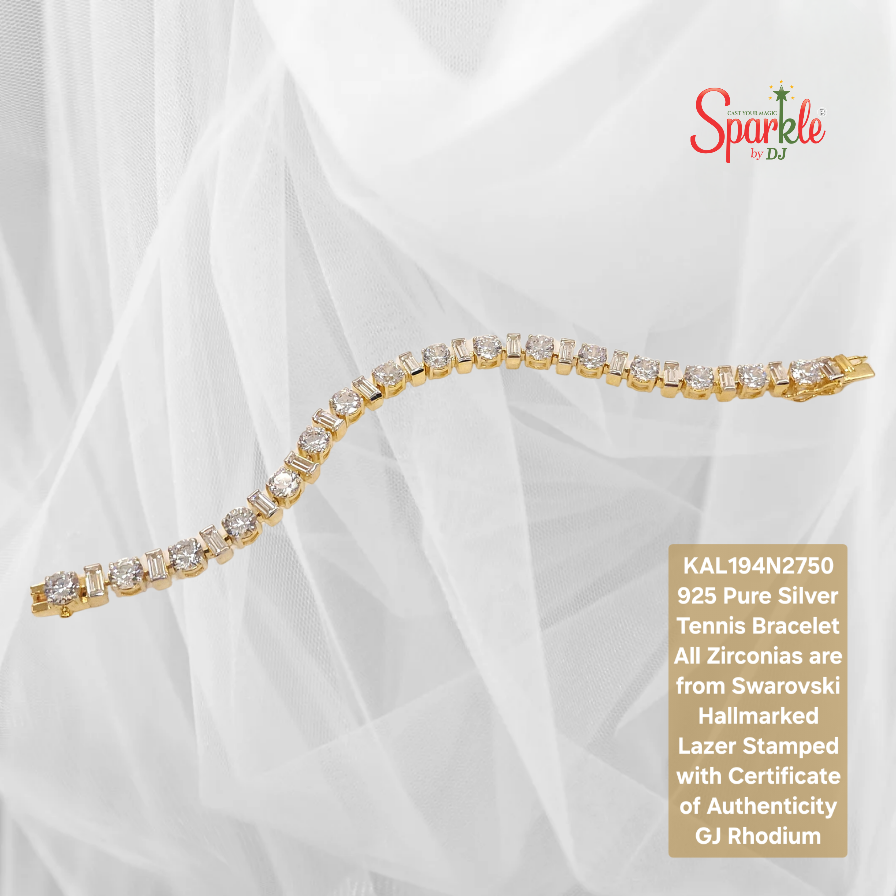 925 Pure Silver bracelet with cz from swarovski - SparklebyDJ