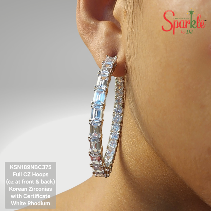 Korean cz Hoop earrings set with Korean Zirconias - SparklebyDJ