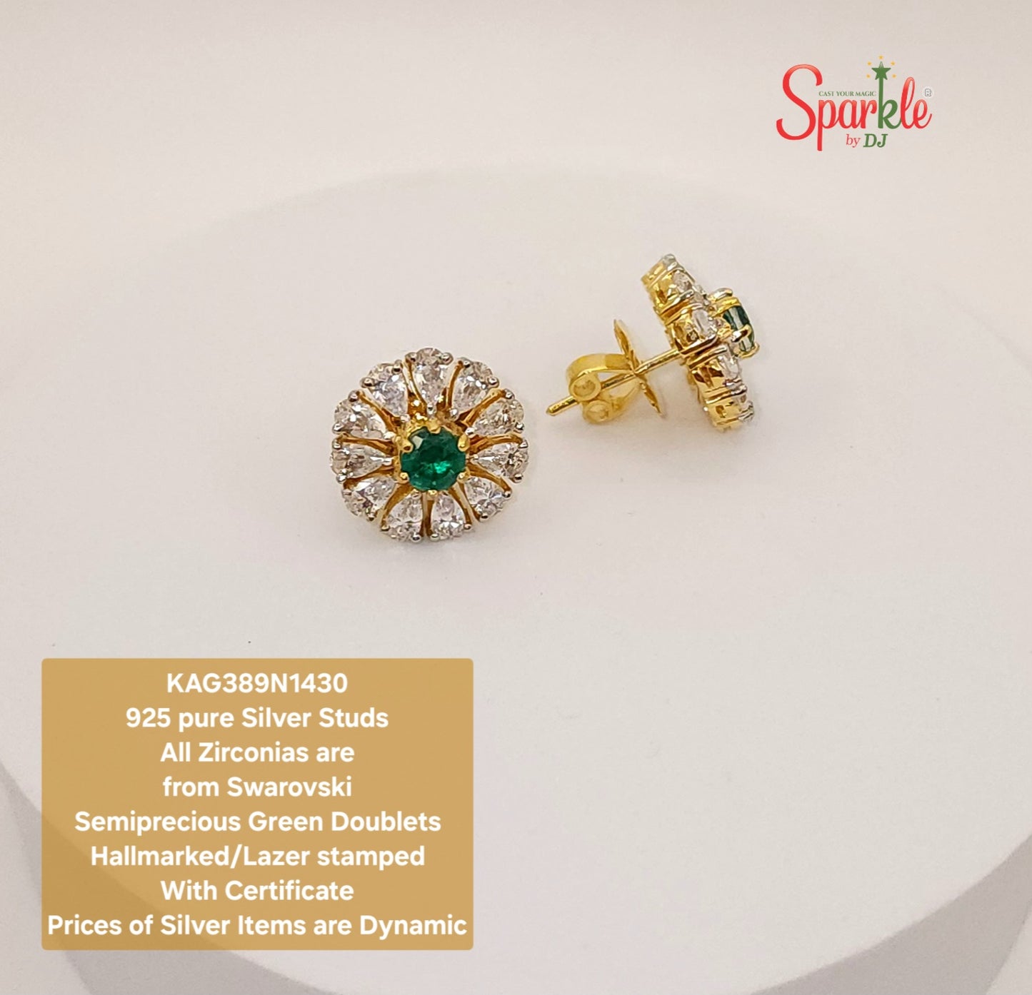 925 Pure Silver floral studs with cz from swarovski - SparklebyDJ