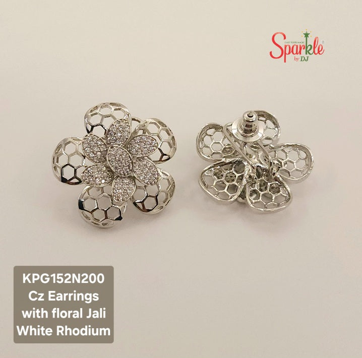 Ornate Mat finish Floral Earrings Studs - SparklebyDJ