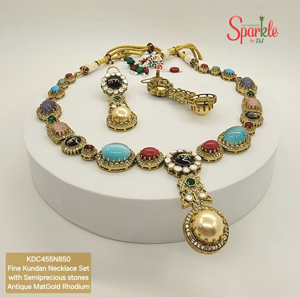 Royal Bengal Tiger Fine Kundan Necklace Set - SparklebyDJ