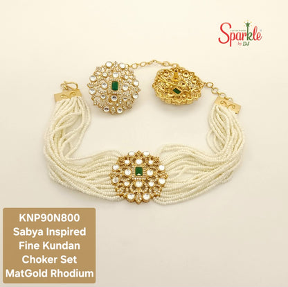 SABYA Fine Kundan Choker Set with clustered Pearl strings