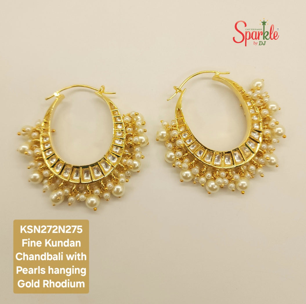 Fine Kundan Chandbalis with 24 carat Gold plating - SparklebyDJ