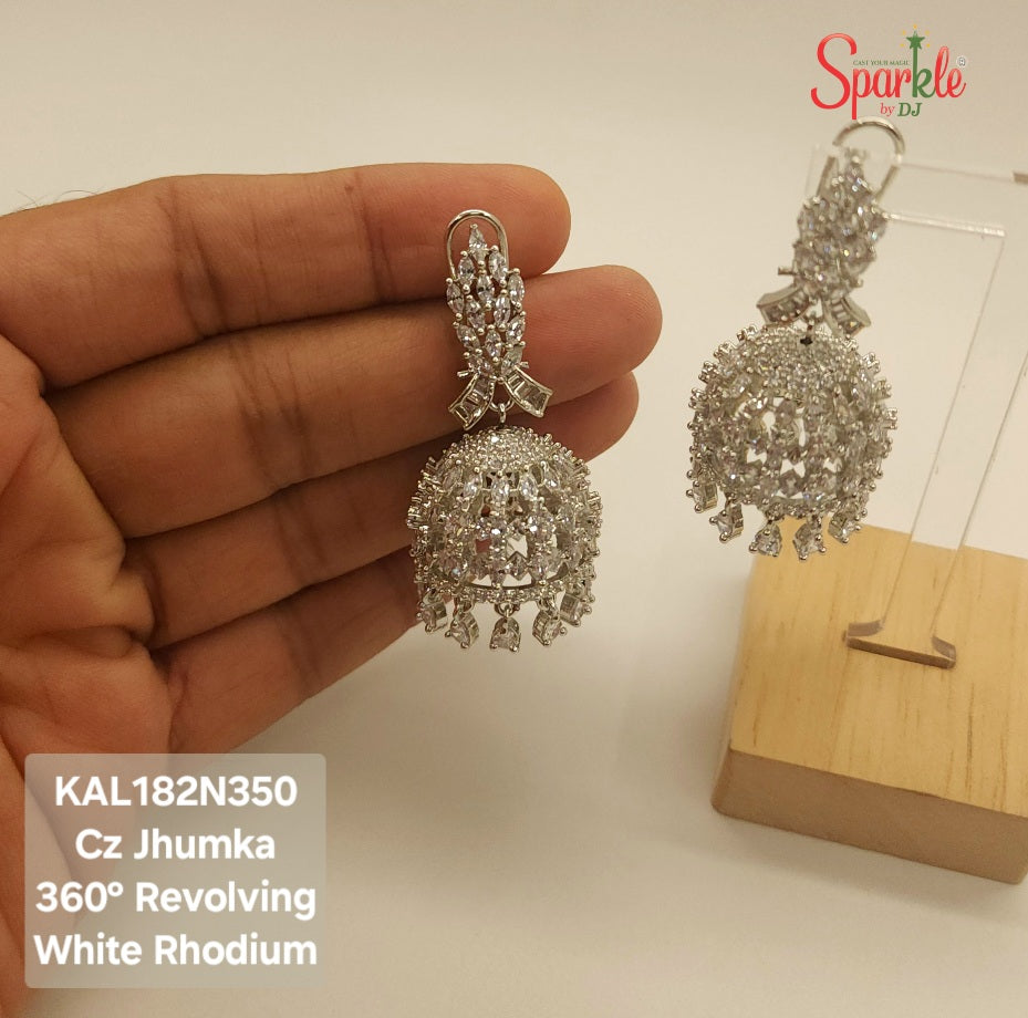 Fish top revolving cz jhumkas - SparklebyDJ