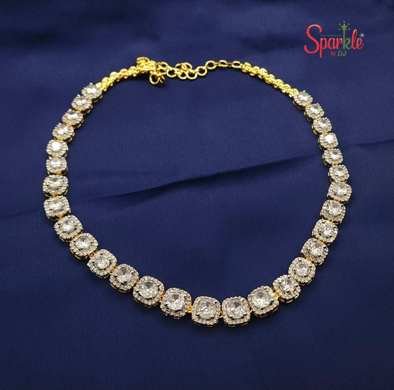 Cushion solitaire Cz necklace set - SparklebyDJ