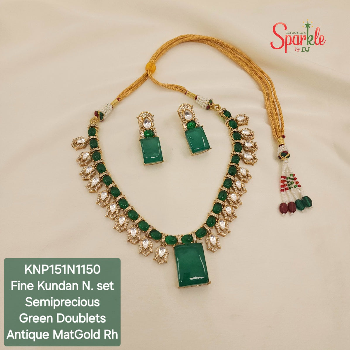 Fine Kundan Necklace set with semiprecious stones - SparklebyDJ