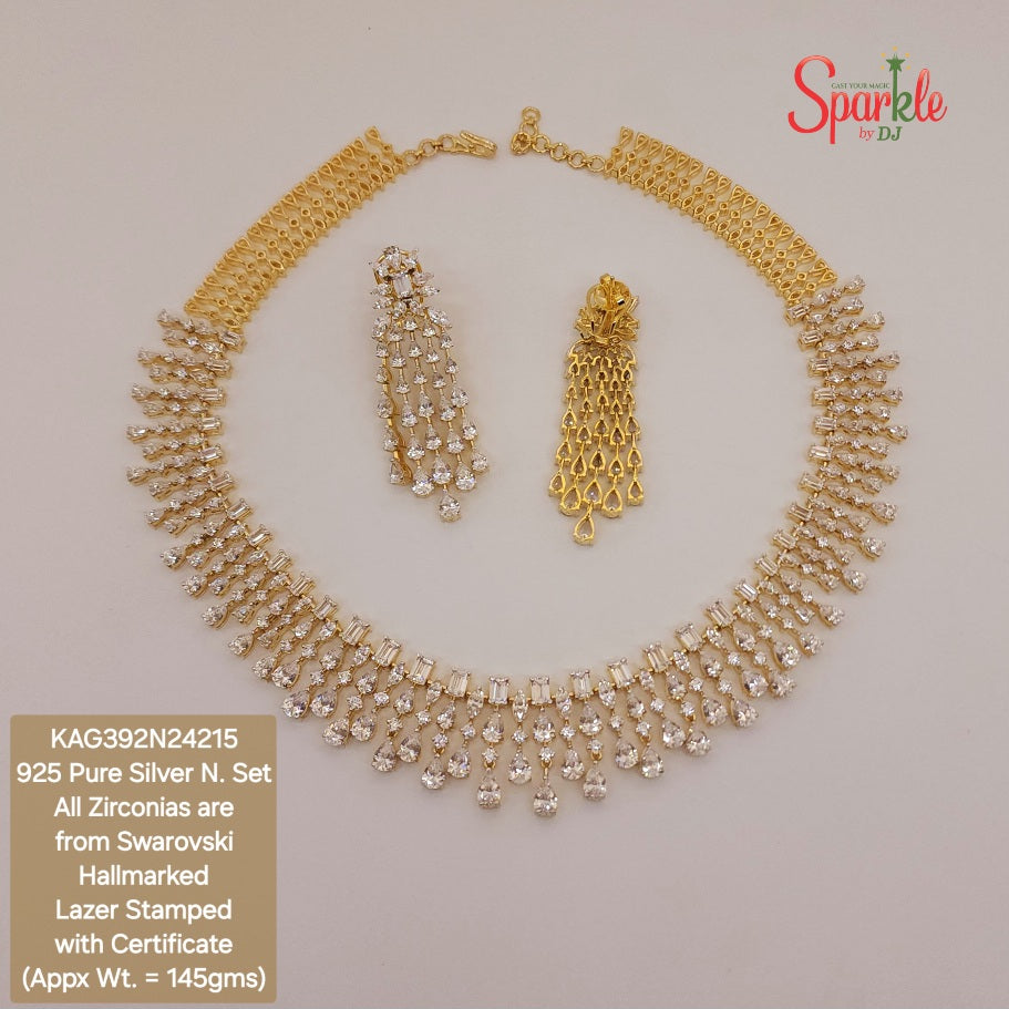 925 Sterling Silver Necklace set with zirconias from swarovski - SparklebyDJ
