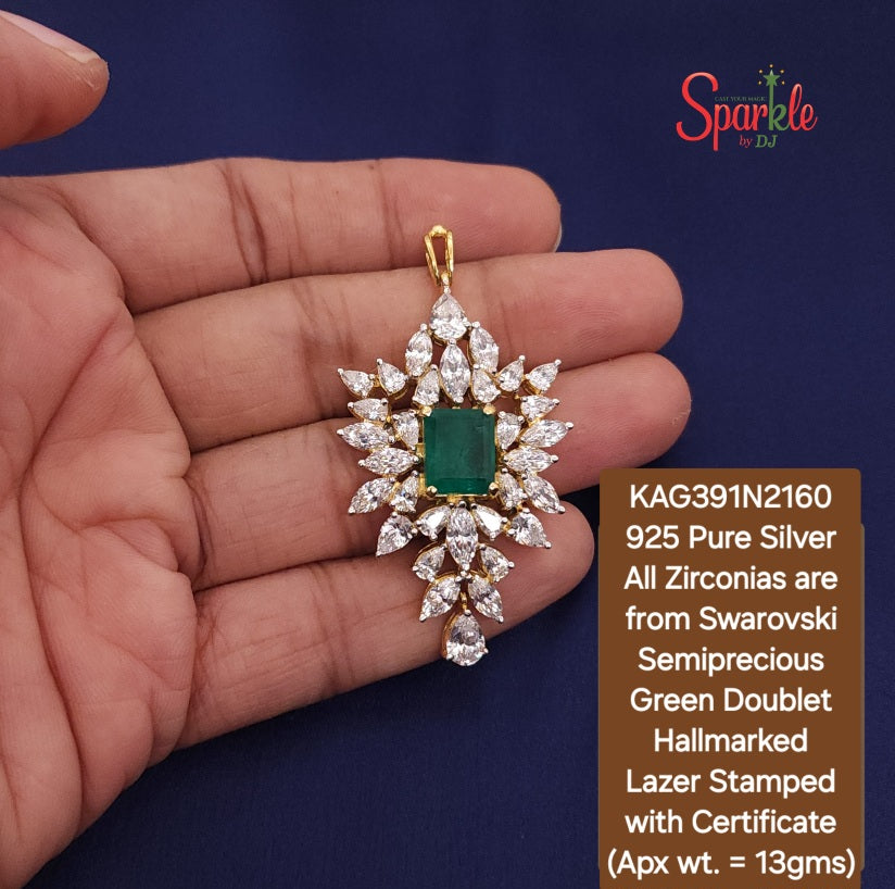 925 sterling silver Pendant embellished with Cz from swarovski & semiprecious octo stone. - SparklebyDJ