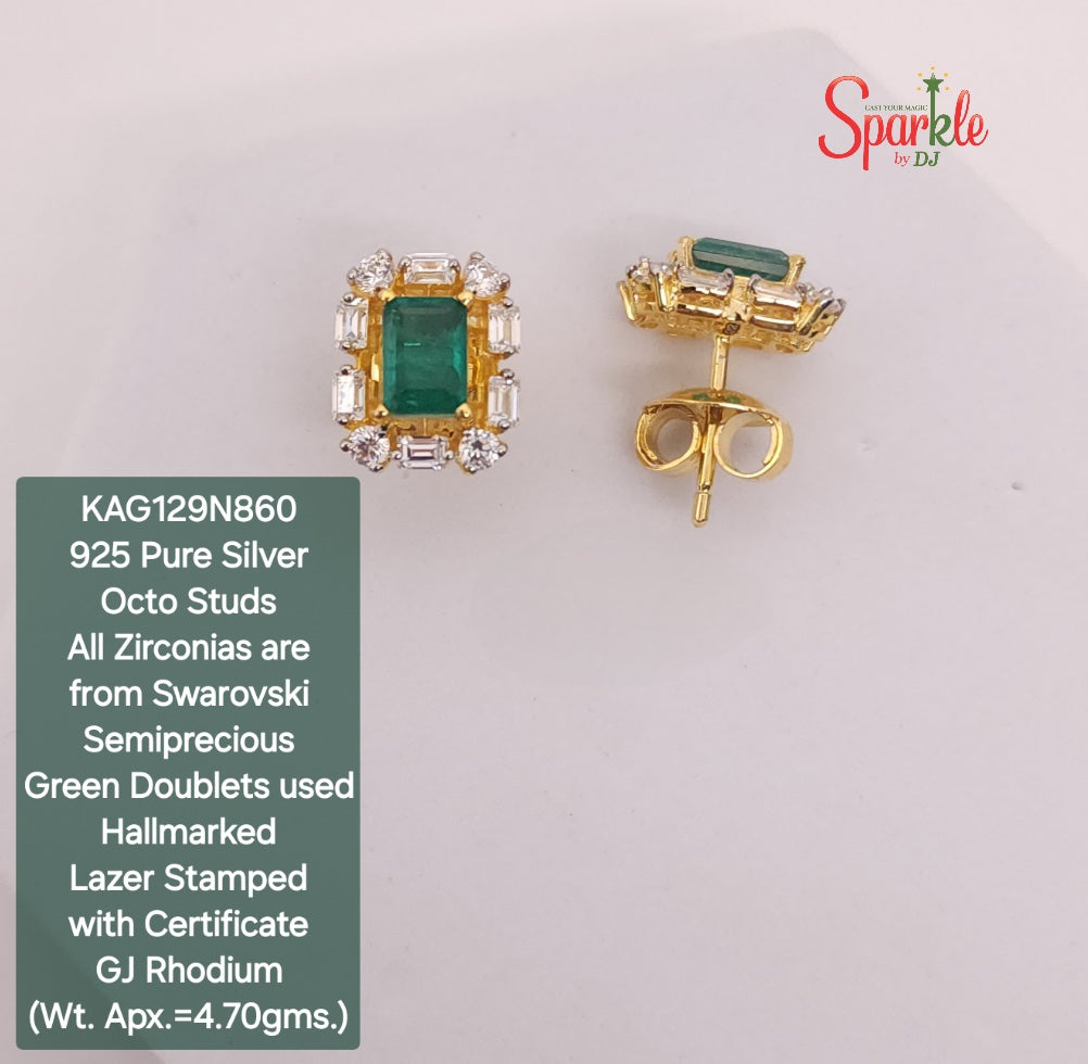 925 Sterling Silver Studs setted with zirconias from swarovski & semiprecious colour stones - SparklebyDJ