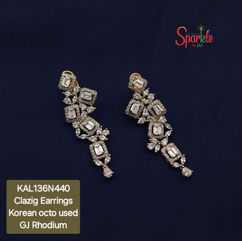 Our signature style zig-zag earrings embellished with octagonal korean cz - SparklebyDJ