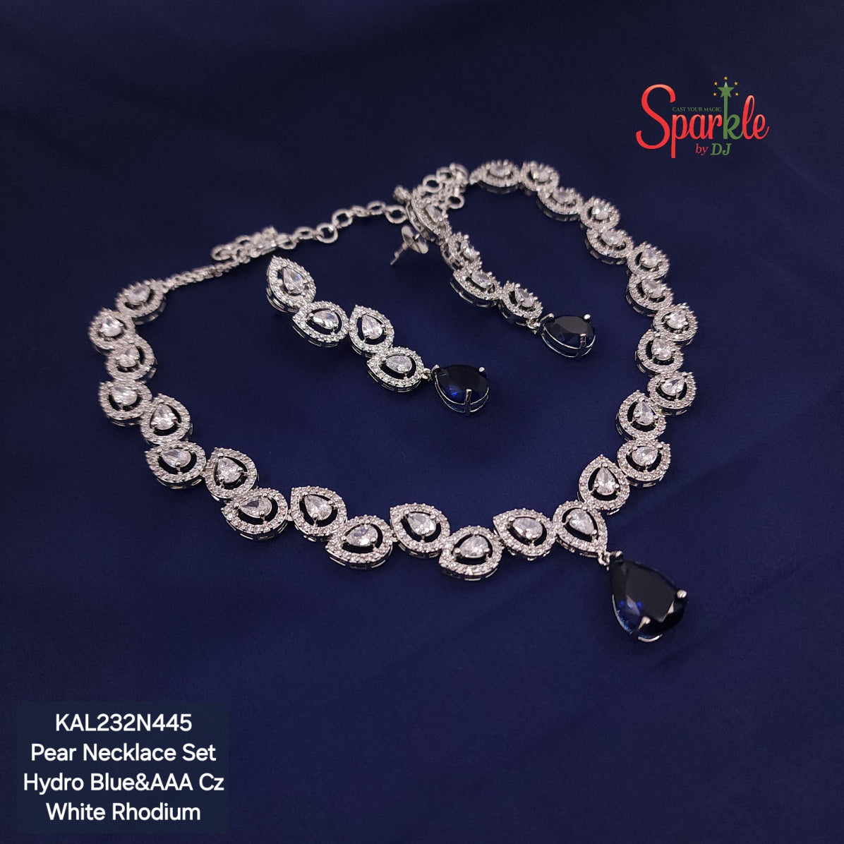 Pear cz necklace set with pear colour drop - SparklebyDJ