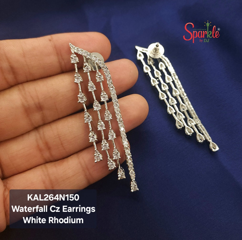 Long cz curtain earrings - SparklebyDJ