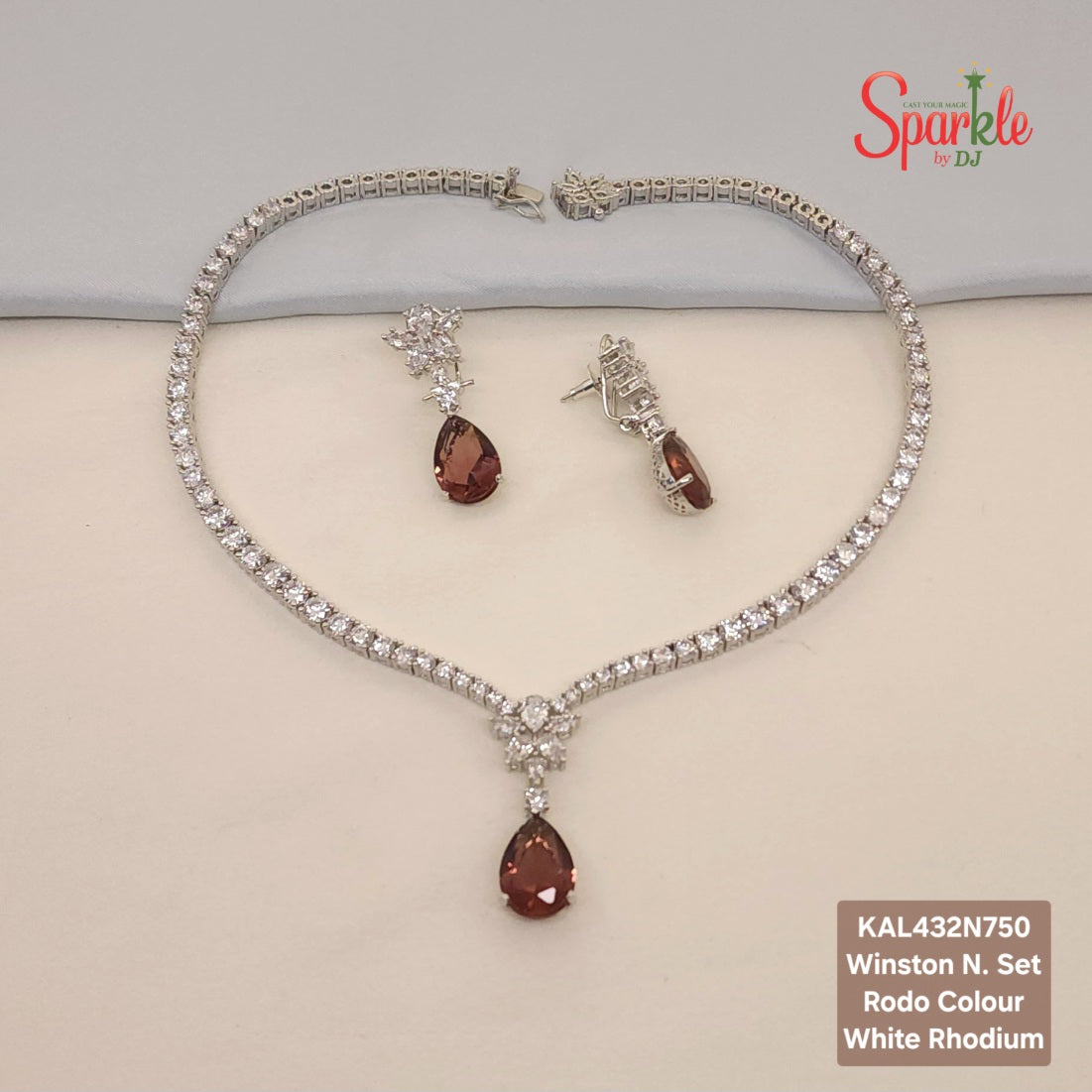Winstone Necklace Set with single Pear Colour Drops