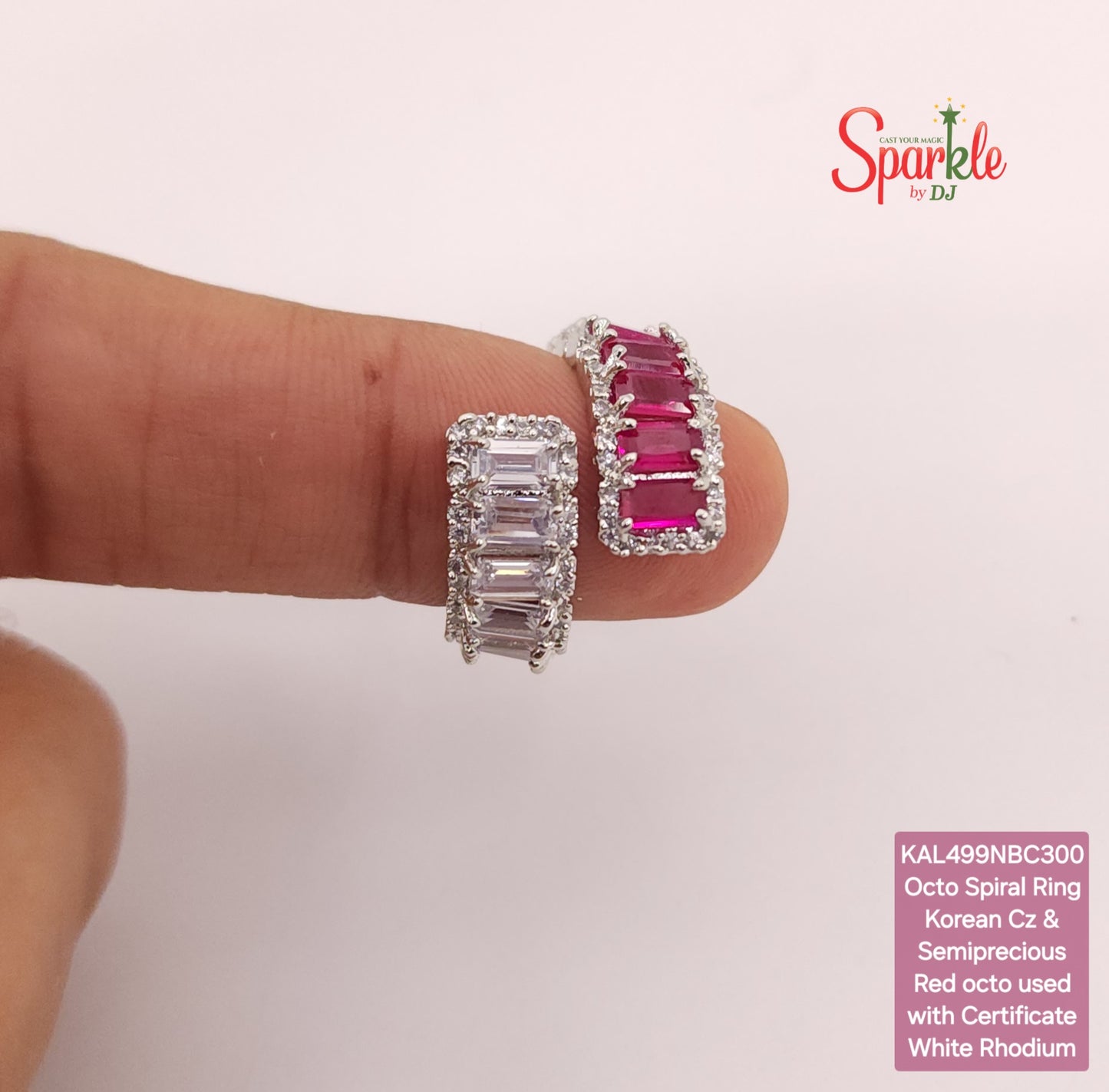 Spiral Finger Ring with Korean zirconias - SparklebyDJ