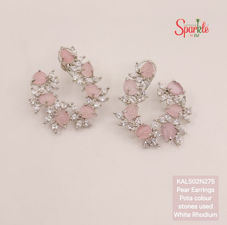 The Pear & cz C-shaped earrings - SparklebyDJ