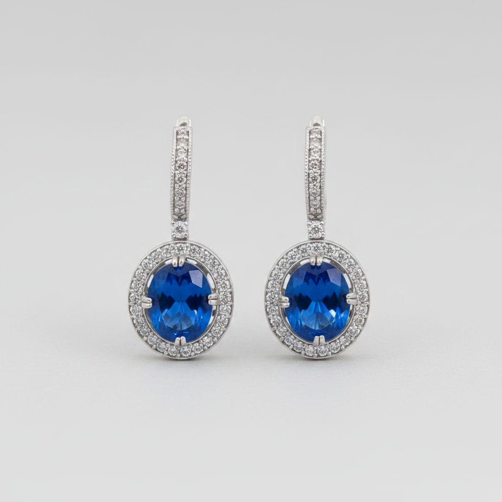 Semiprecious Oval drop cz bali earrings with ornate back jali