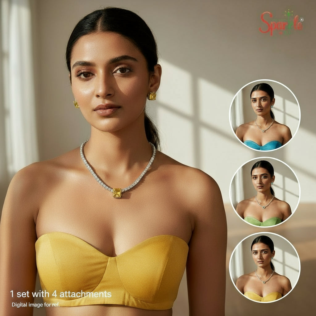 Cz Necklacet Set with 4 changeable colour options - SparklebyDJ