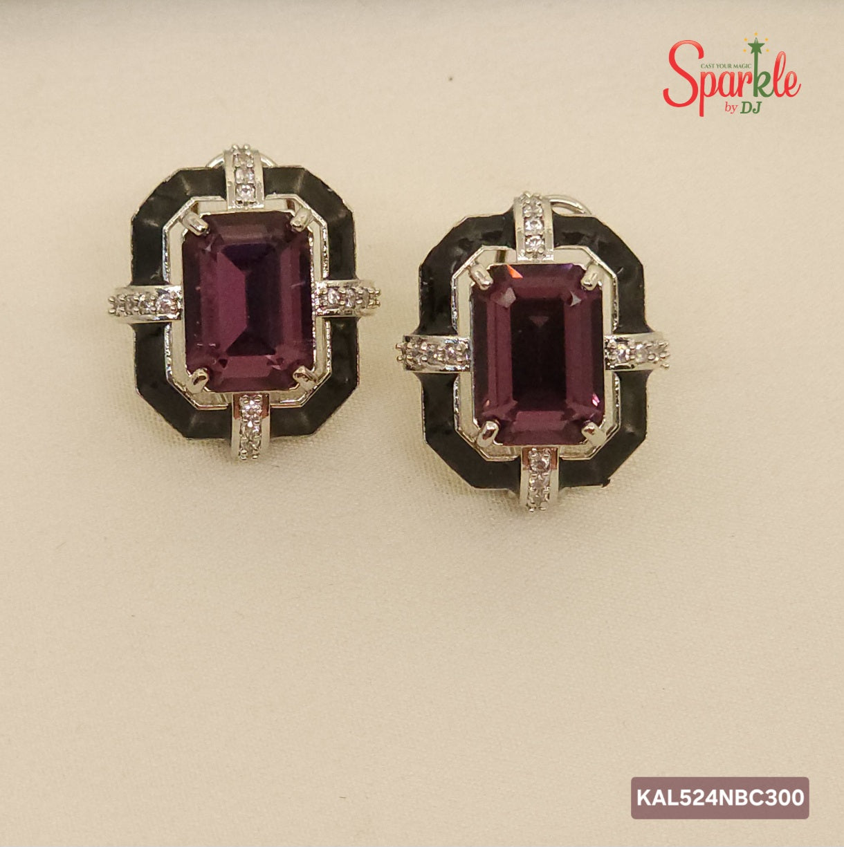 Octagonal Austrian Crystal studs with Mina border