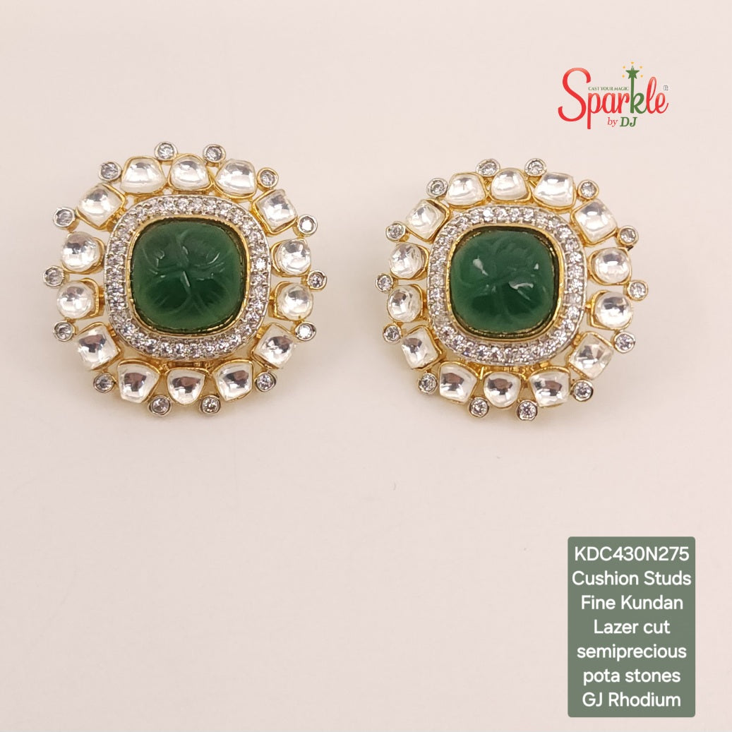 Kundan-cz Studs with laser-cut hydro colour stones - SparklebyDJ