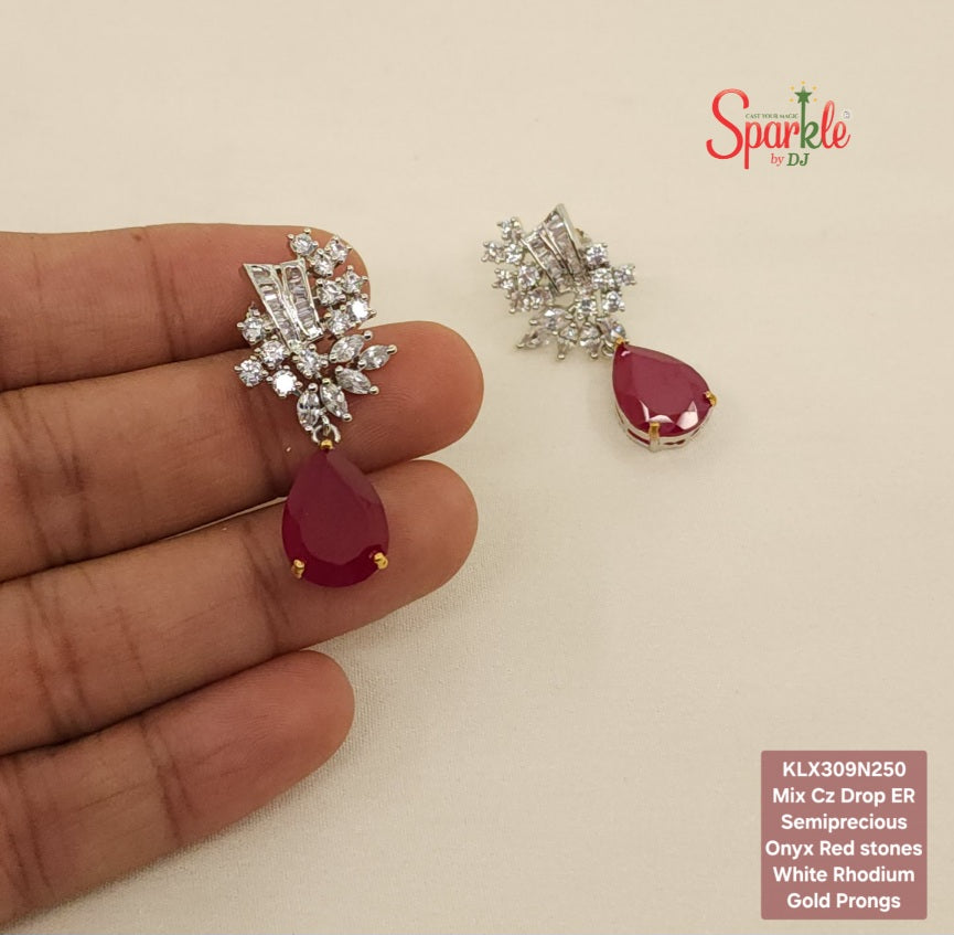 Cz earring with pear drops - SparklebyDJ