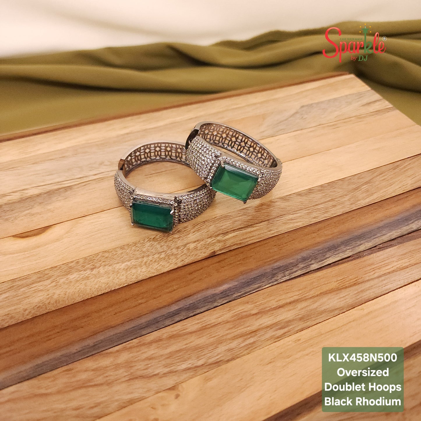 Oversized Balis with semiprecious Doublet stones - SparklebyDJ