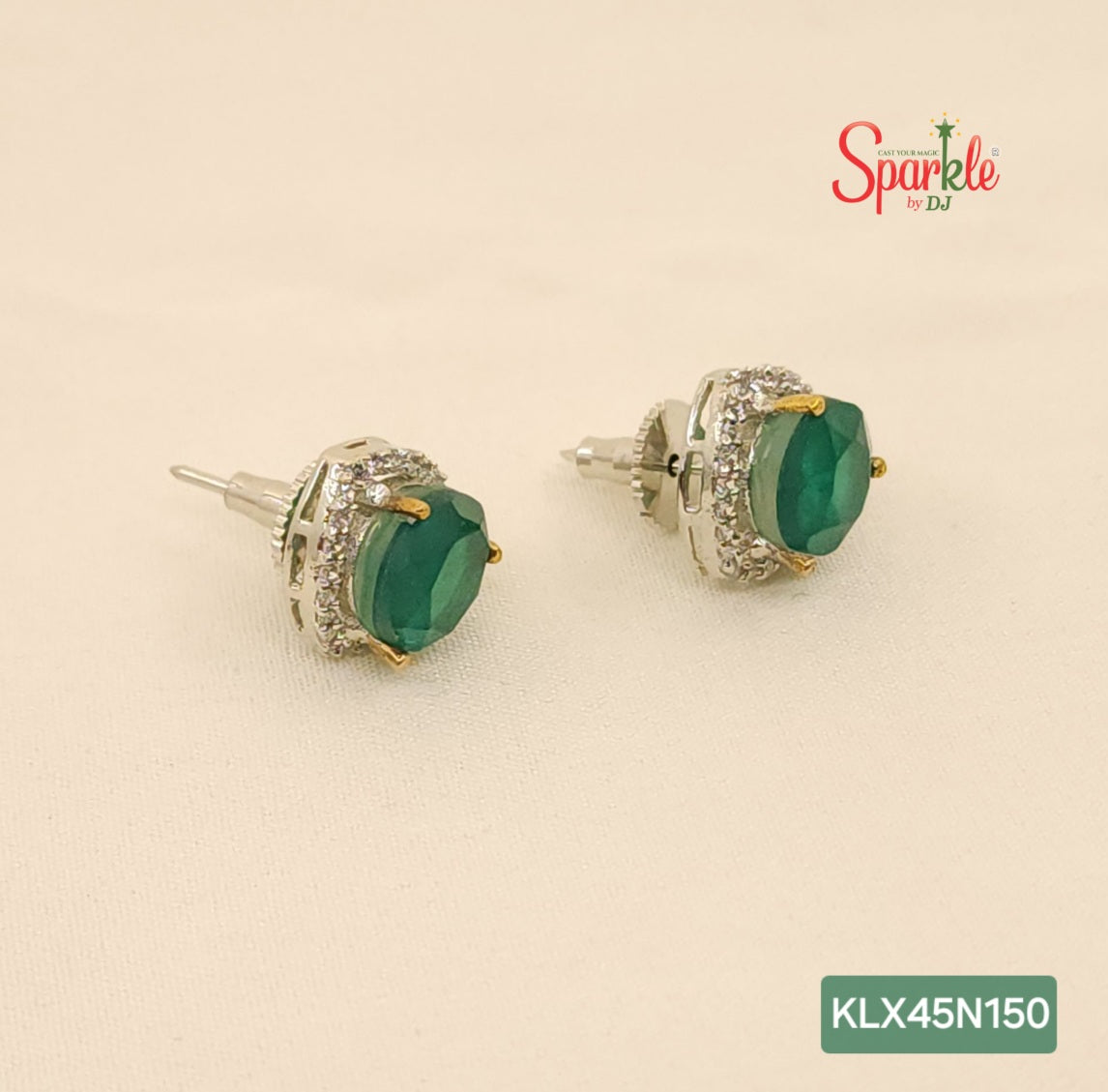 Triangular shaped studs with semiprecious colour stones - SparklebyDJ