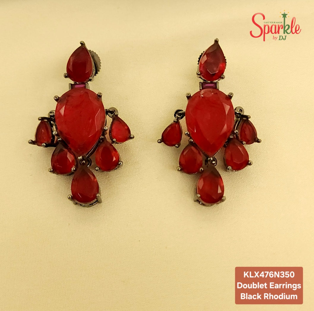 Semi-Precious Doublet Statement Earrings