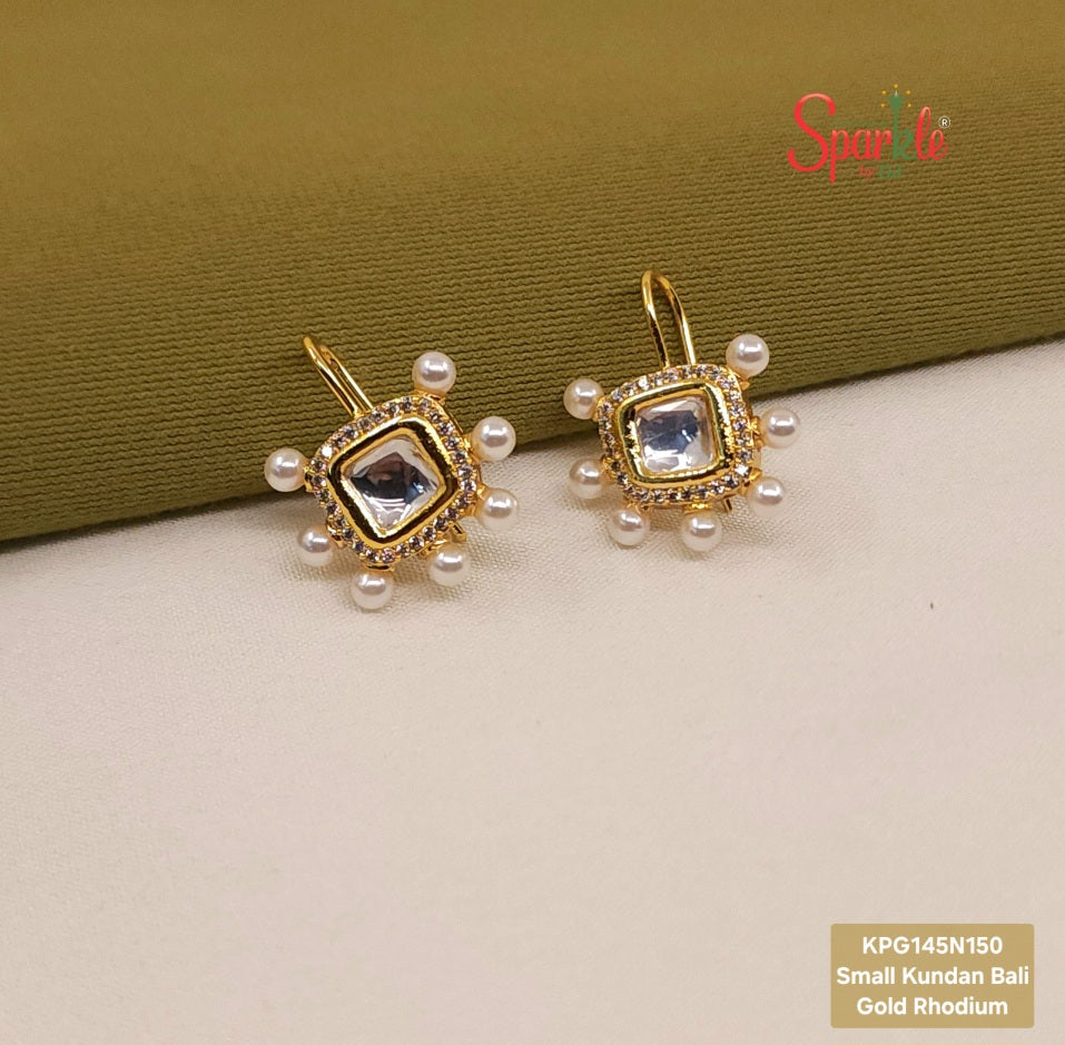 Small kundan-cz bali with pearls - SparklebyDJ