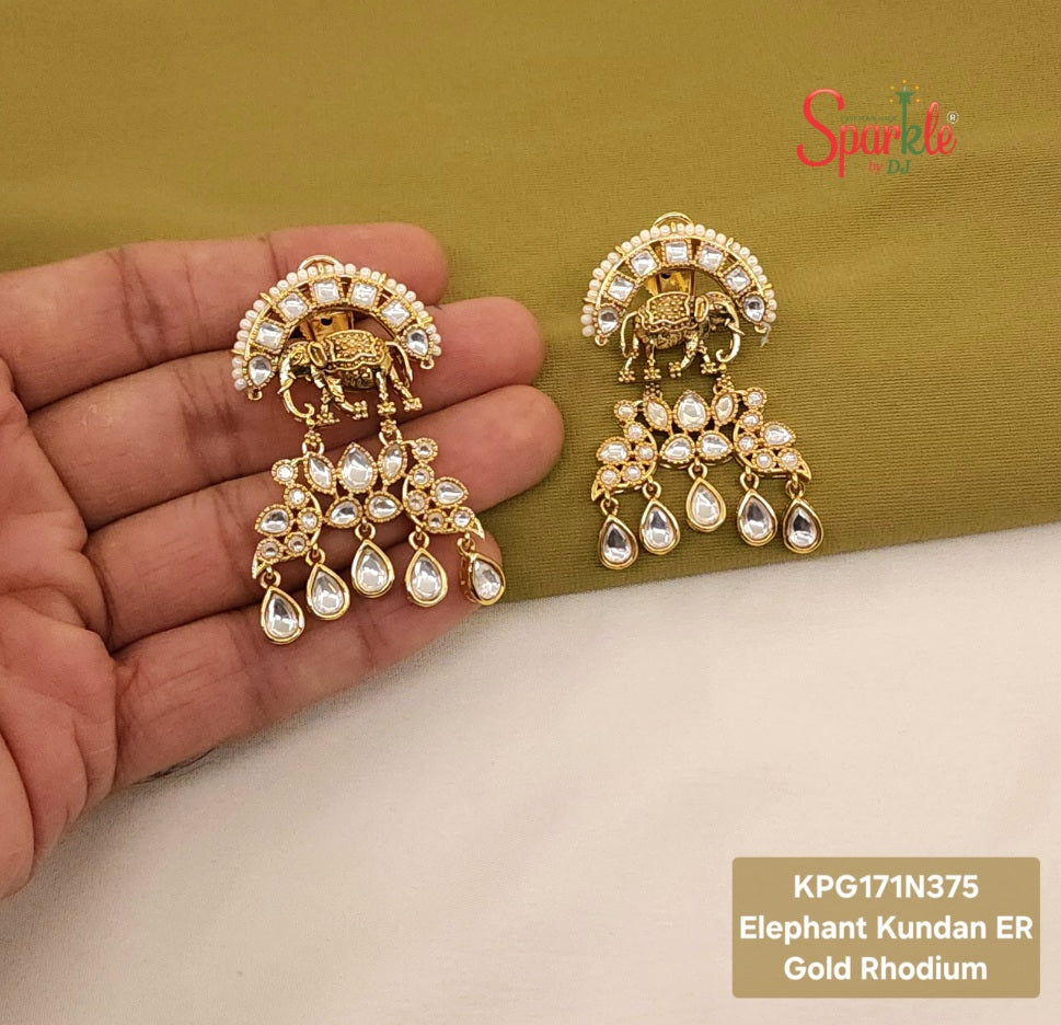 Rajwada Elephant kundan earrings - SparklebyDJ