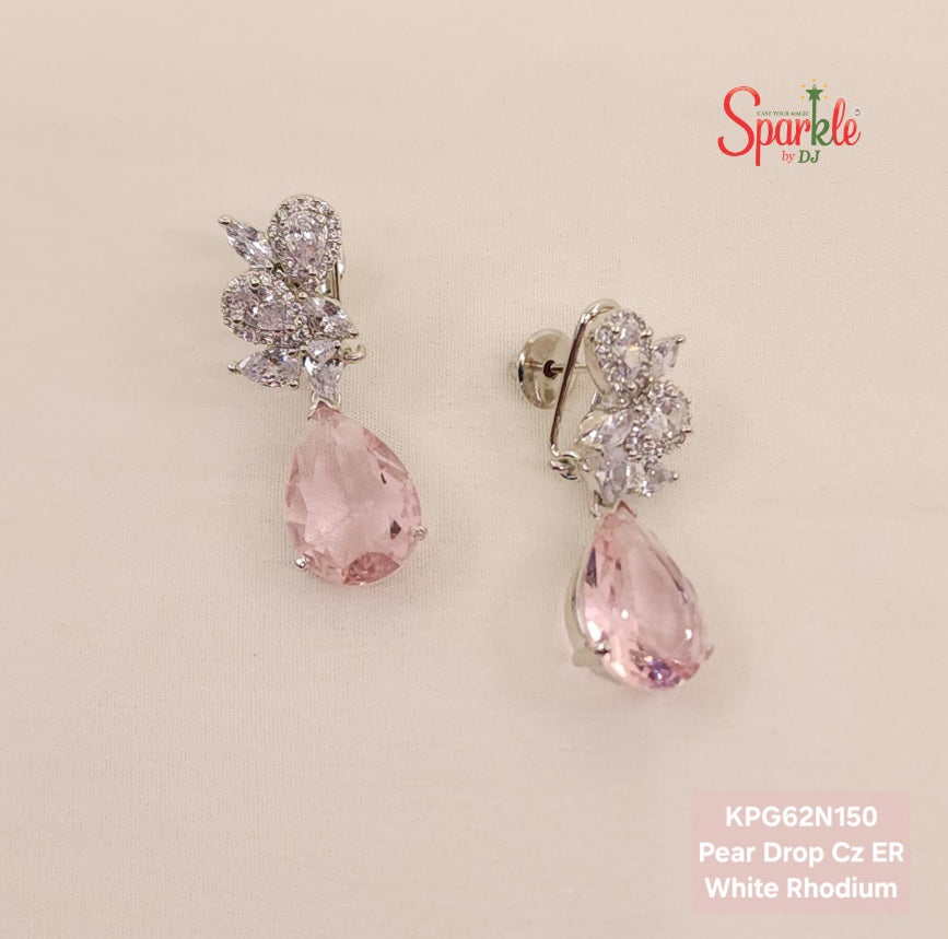 Pear drop earrings with cz cluster top - SparklebyDJ