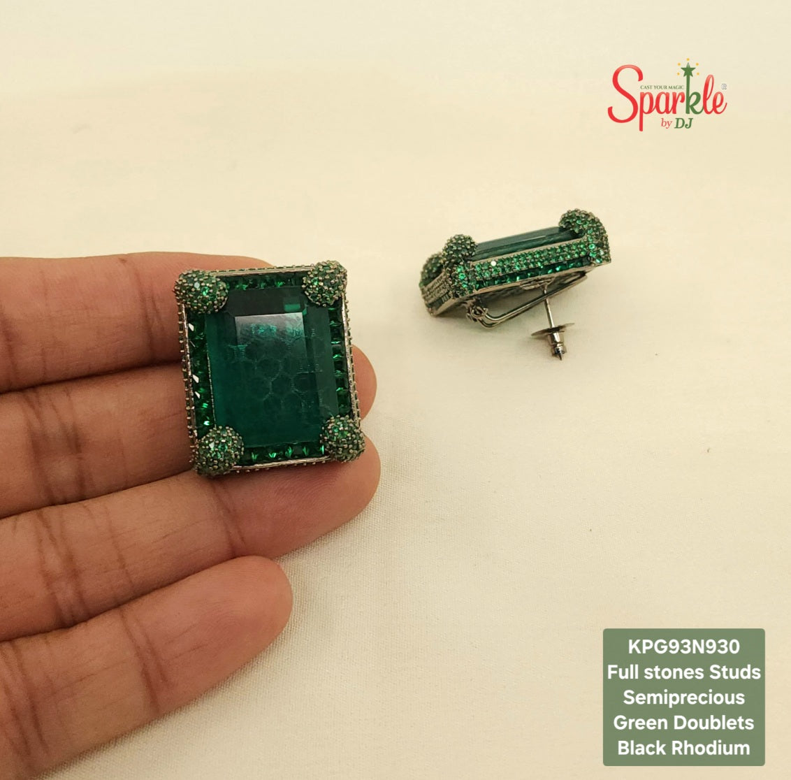 Stone-studded thick pronged studs with semiprecious stones - SparklebyDJ