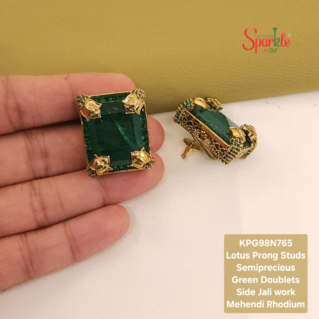 Lotus pronged studs with semiprecious stones - SparklebyDJ