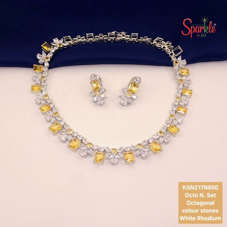 Western style Necklace set with semiprecious colour stone - SparklebyDJ