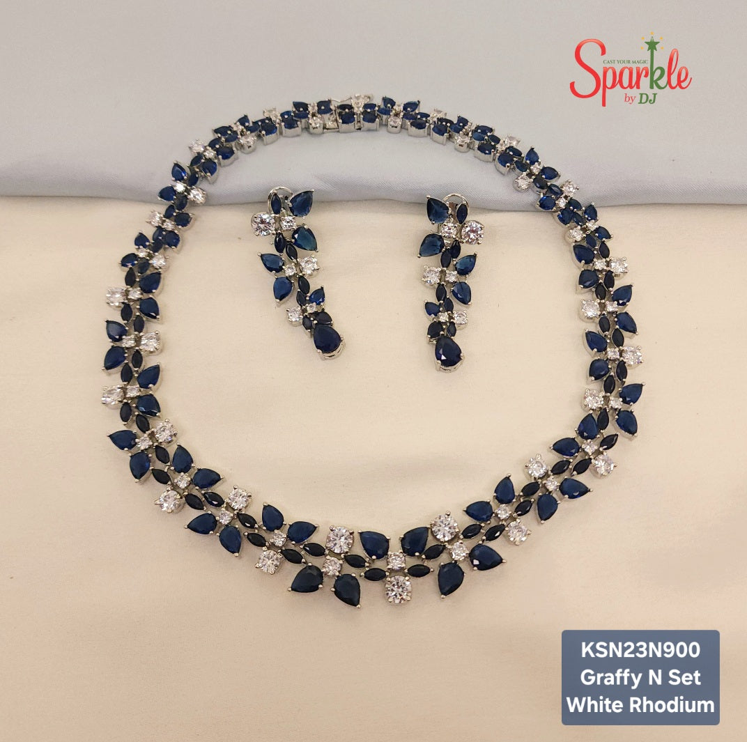 Statement Necklace Set with AAA Quality Cubic zirconias & synthetic colour stones