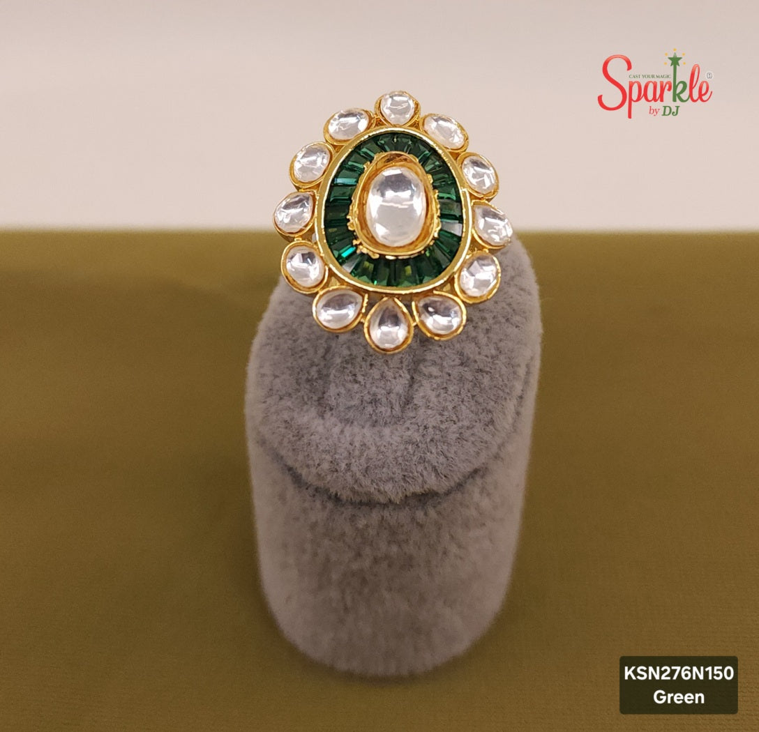 Fine Kundan Finger Rings with semiprecious stones