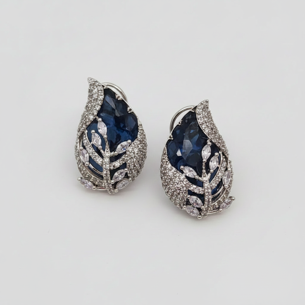 Designer Pear Shaped small 3D earrings with full stones filled