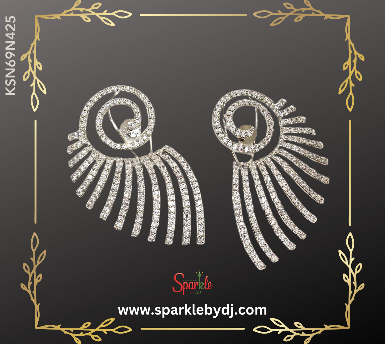 Cuff style Cz Earrings. Light weight - SparklebyDJ