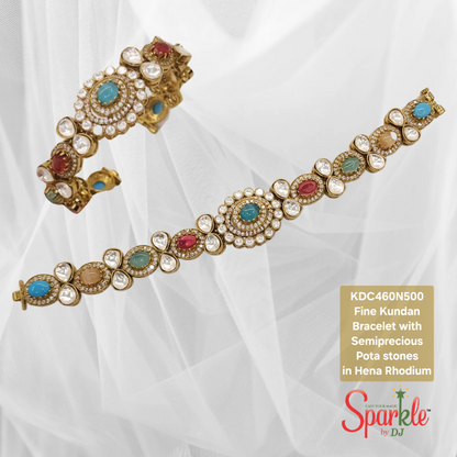 Multicolour stone studded kundan bracelet