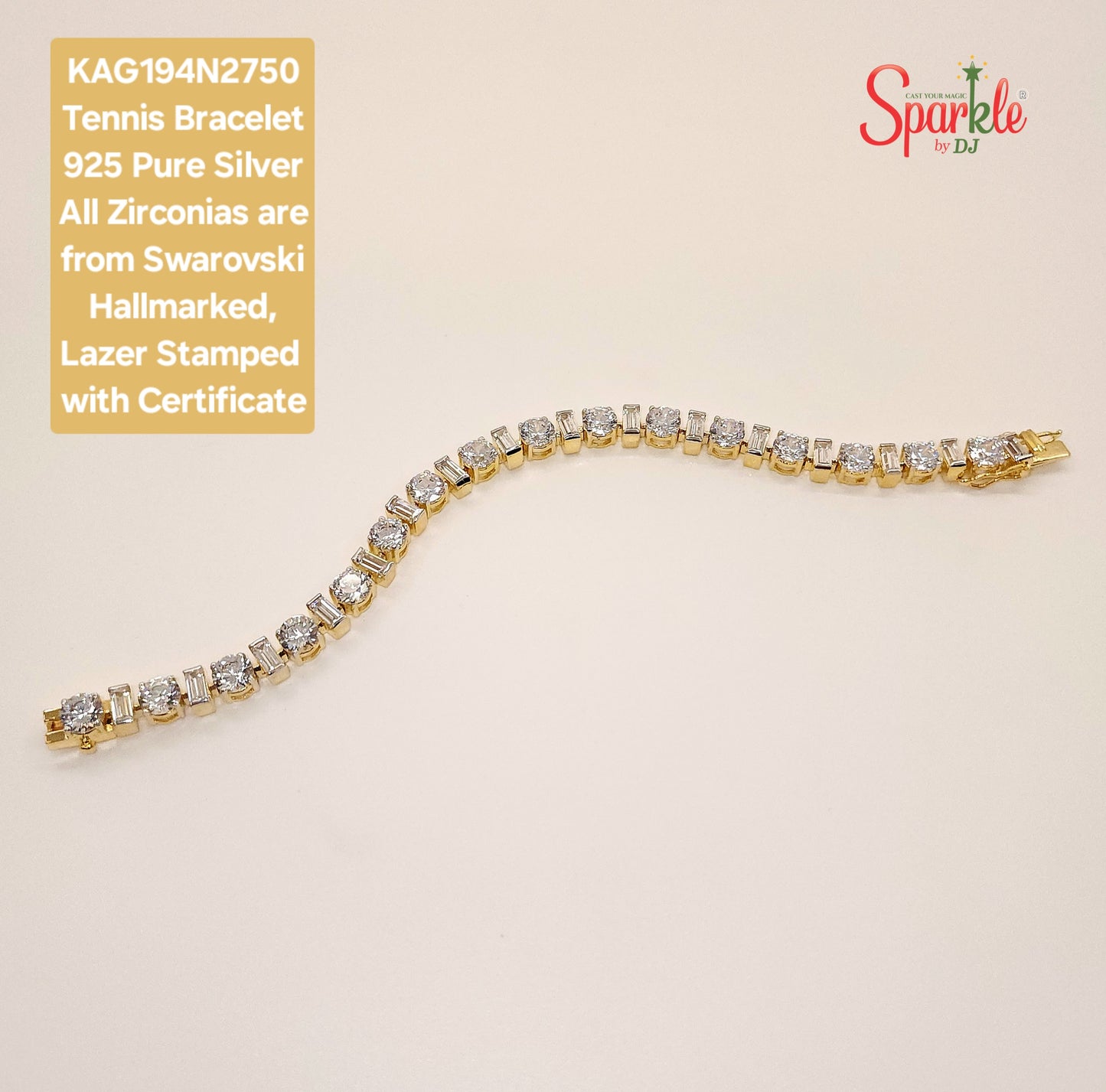 925 Pure Silver bracelet with cz from swarovski