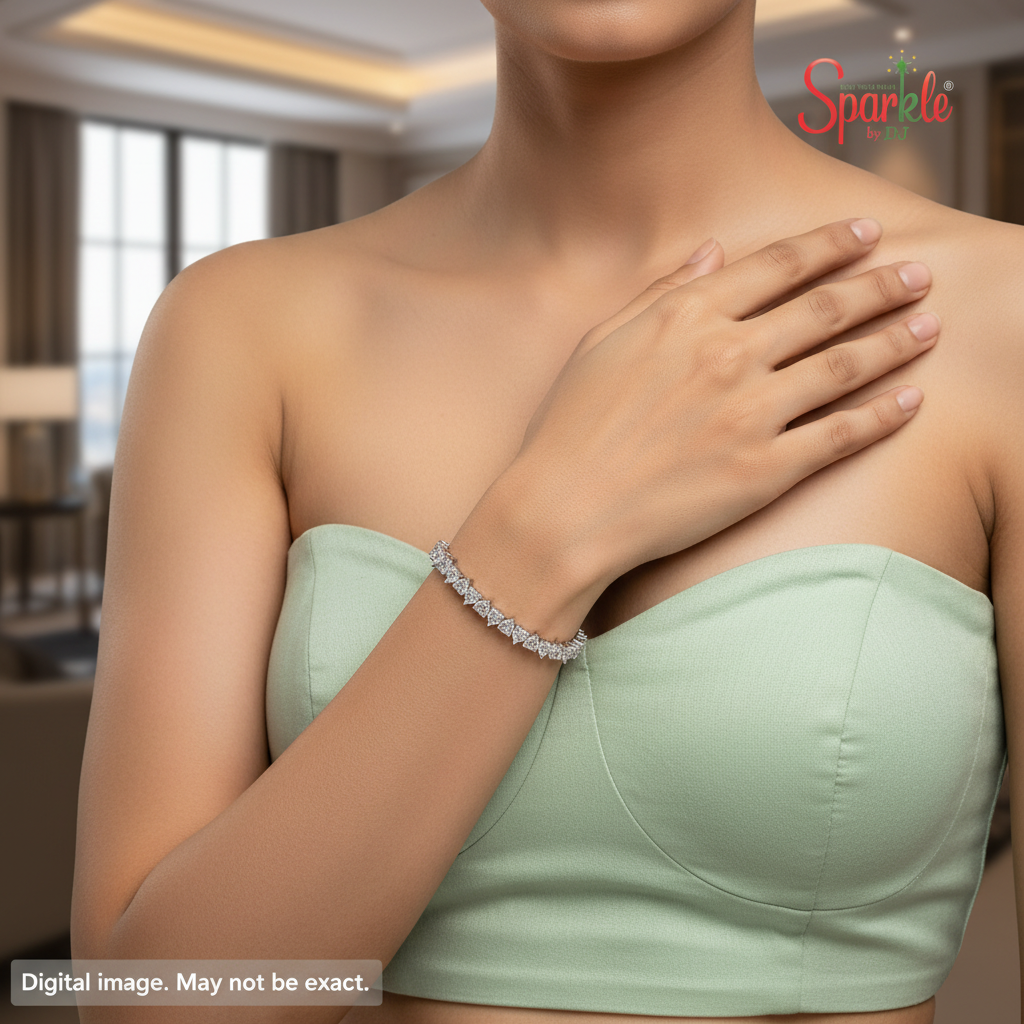 925 Pure Silver 5m Heart Bracelet with cz from swarovski