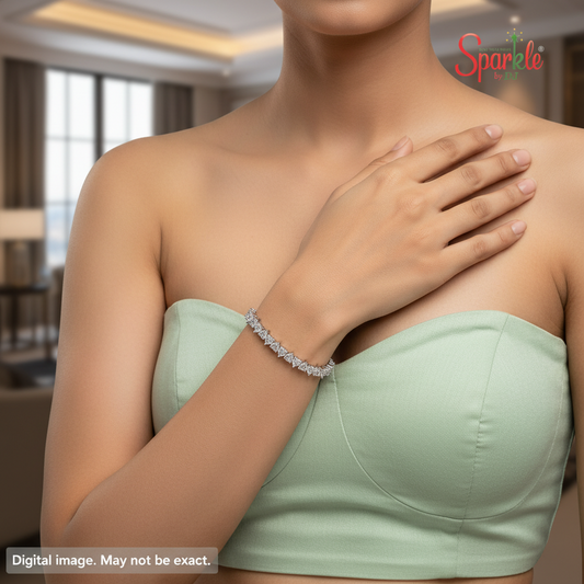 925 Pure Silver 5m Heart Bracelet with cz from swarovski