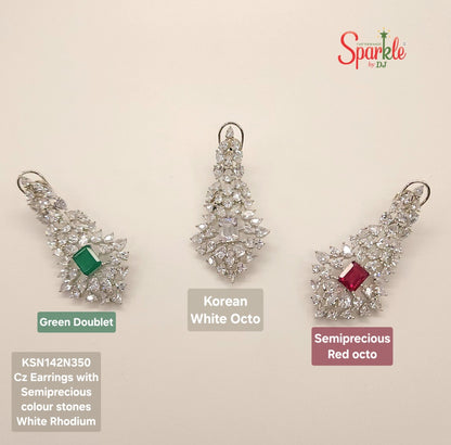 Cz dangler with octagonal semiprecious stone