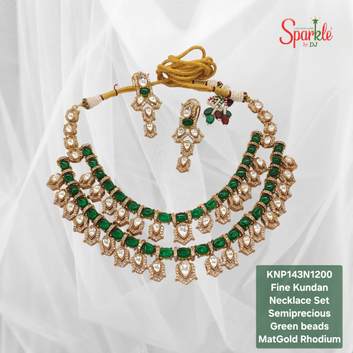 Fine Kundan Necklace set with colour beads