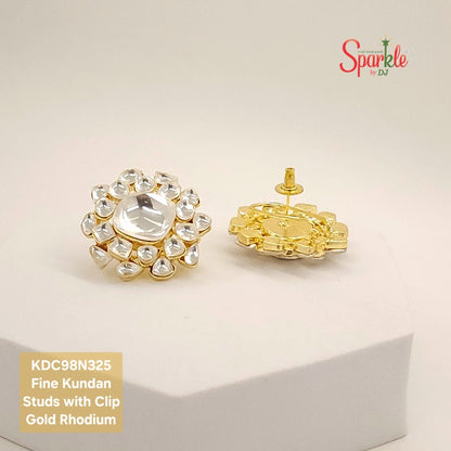 Fine Kundan oversize studs in 24 carat gold plating