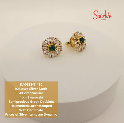 925 Pure Silver floral studs with cz from swarovski