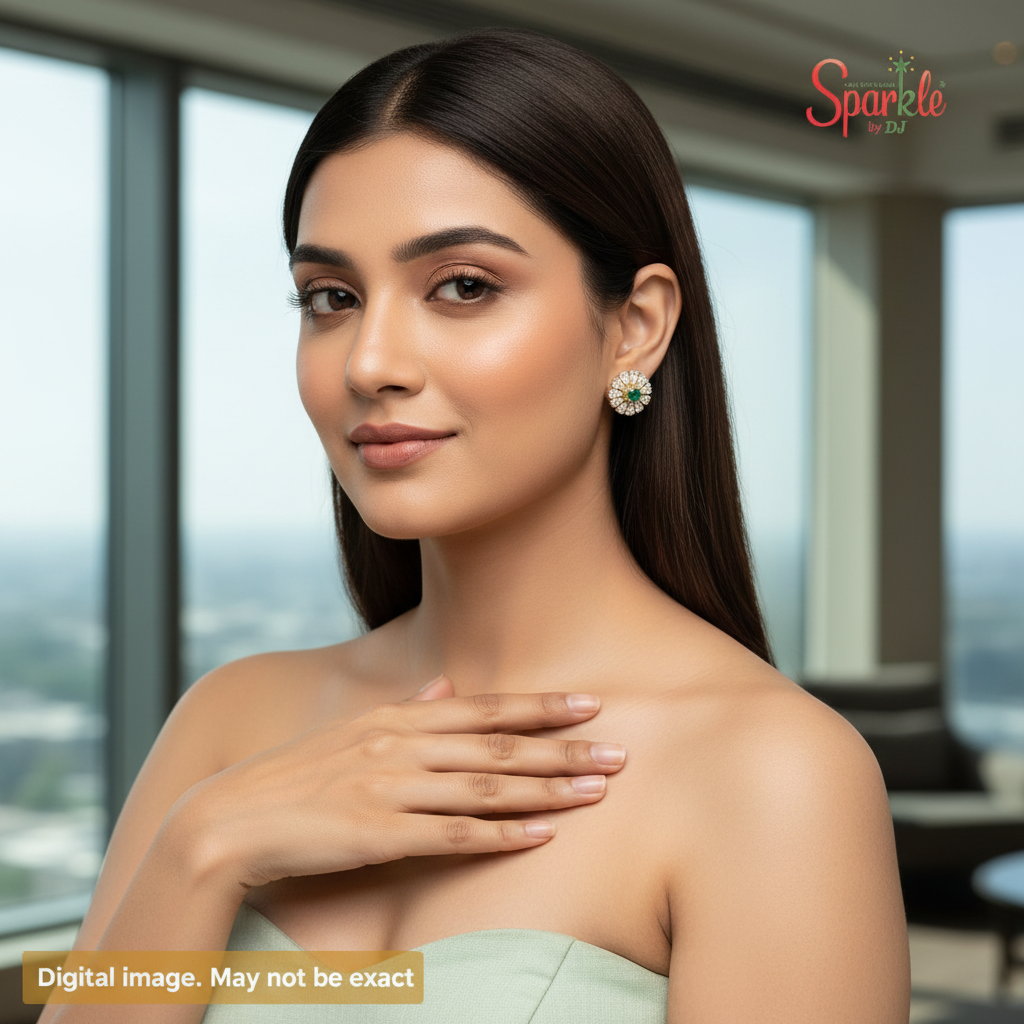 925 Pure Silver floral studs with cz from swarovski