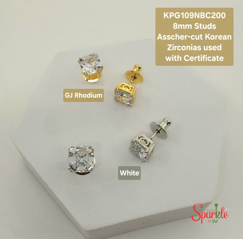 asscher cut ear studs