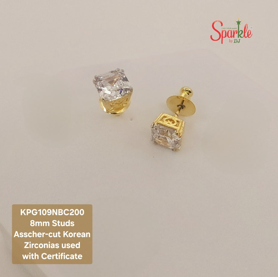 asscher cut ear studs